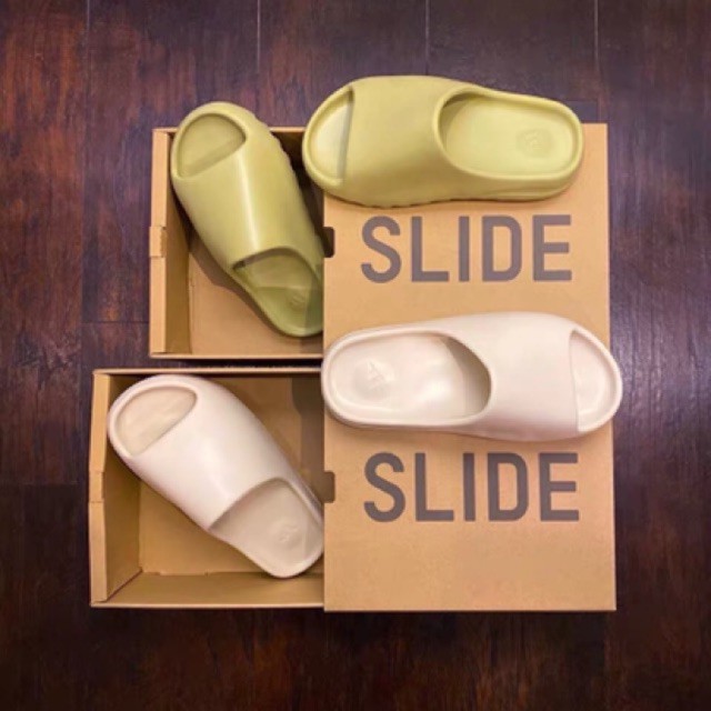 yeezy slides desert sand on feet