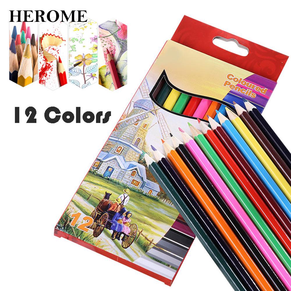 Herome 12 Colors Colored Pencils Set For Office School Supplies Crayon Stationery Art Tools Pencils Set For Drawing Cute Shopee Malaysia - pencils pens red drawing sharp crayon paint roblox