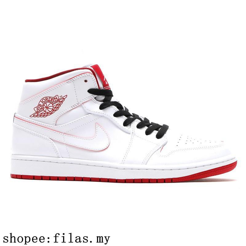 red white jordan 1 mid