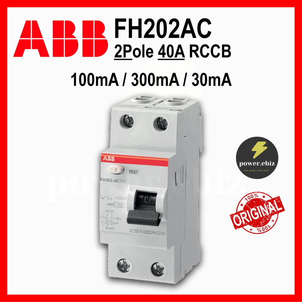 ABB FH202 AC-40A ( 100mA / 300mA / 30mA ) 2POLE RCCB | Shopee Malaysia