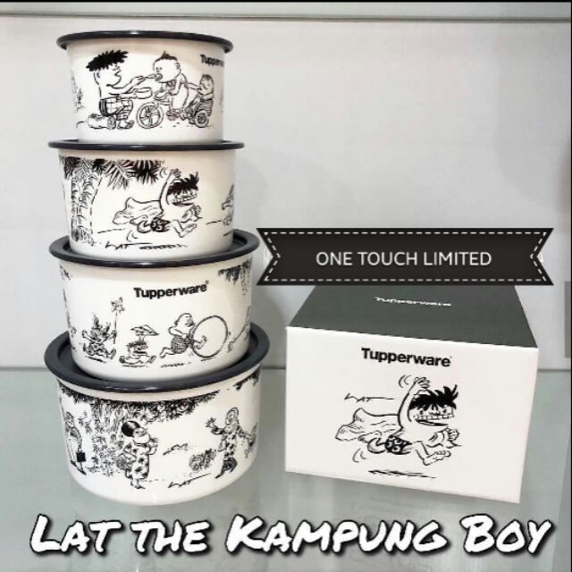 [HOT ITEM] LIMITED EDITION TUPPERWARE One Touch Lat Kampung Boy Canister Set