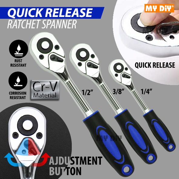 MYDIYHOMEDEPOT Quick Release Ratchet Spanner Handle Available 1/4" 3/