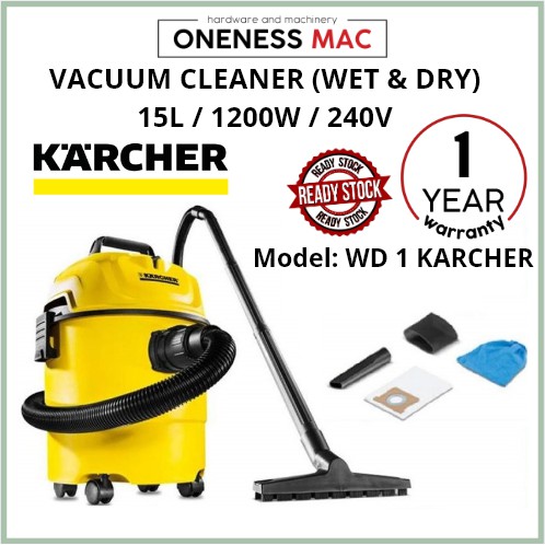 KARCHER WD1 VACUUM CLEANER (WET & DRY) 15L / 1200W / 240V KARCHER -1. ...