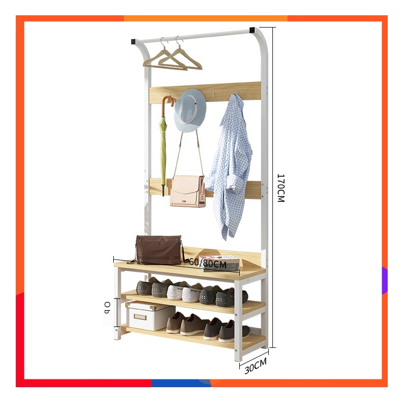 Simple Hall Cabinet Shoe Cabinet Coat Cabinet Coat Rack Floor Shoe Rack Hanger Combination Shoe Bench Living Room Clothes Rack Shopee Malaysia