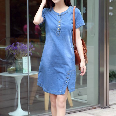 dress denim wanita