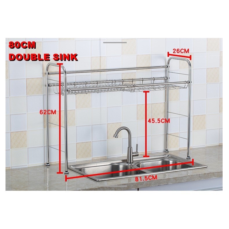 Stainless Steel Draining Single & Double Sink Dish Rack Drainer Storage
