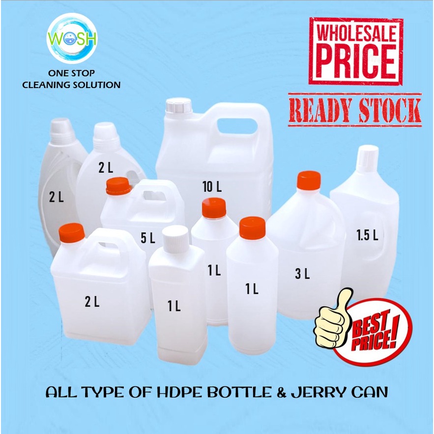(NEW) 1L/1.5L/2L/3L/10L HDPE Bottle / Tong Air /Jerry Can / Tong Drum