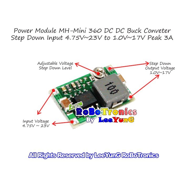 5PCS Buck Module Converter 1.0V-17V Mini-360 MP2307 DC-DC Step Down Voltage UK 