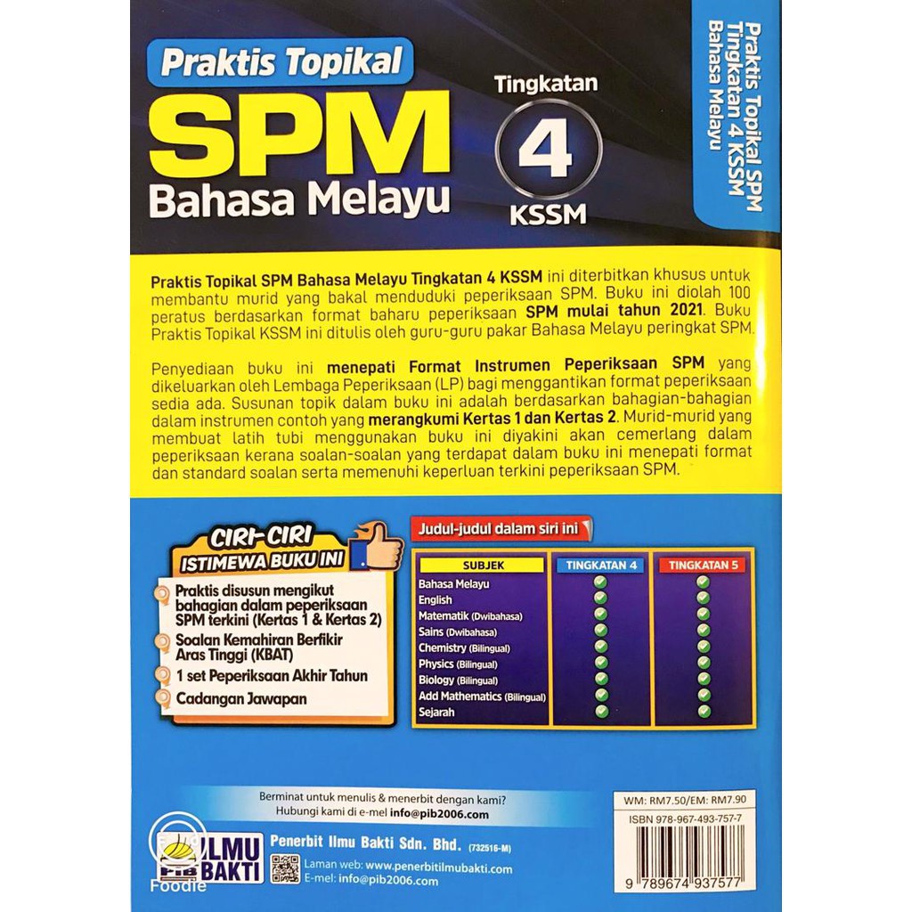 Penerbit Ilmu Bakti New Kssm 2021 Praktis Topikal Spm Bahasa Melayu Tingkatan 4 Format Pentaksiran Mulai Thn Shopee Malaysia
