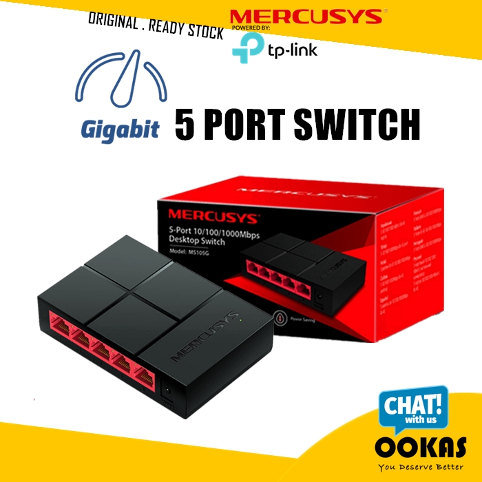 Switch Gigabit 5 Puertos Mercusys Ms105g  101001000 Mbps 