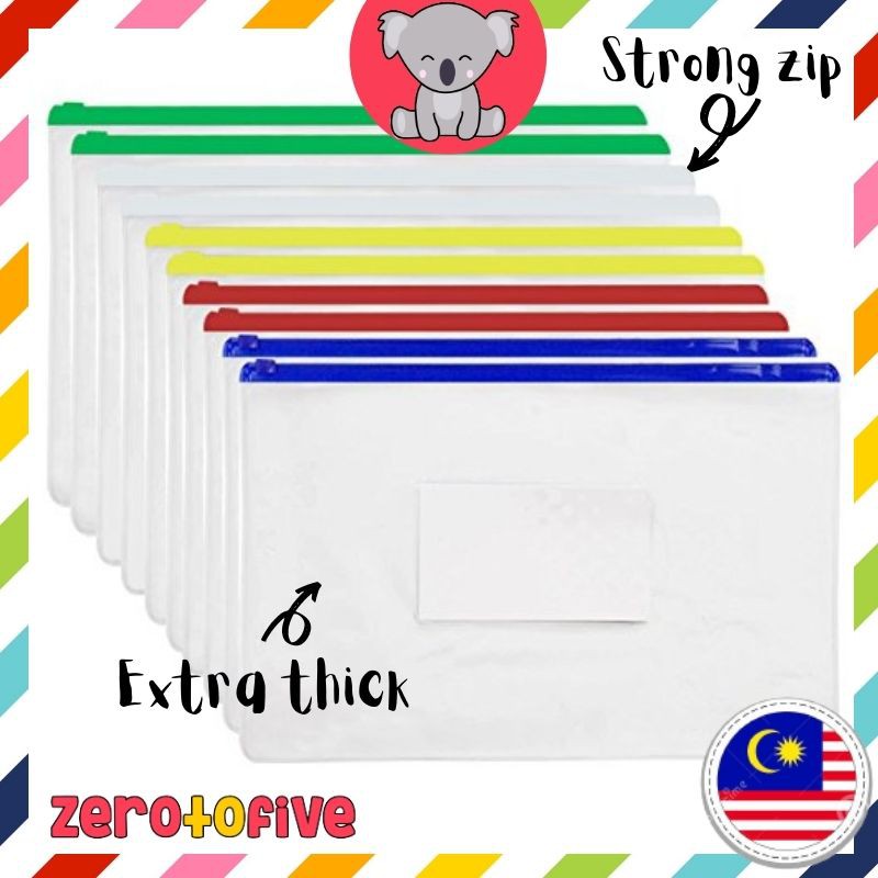 A4 & A5 Zip Seal Zipper  PVC Document Wallets Strong Storage Files 