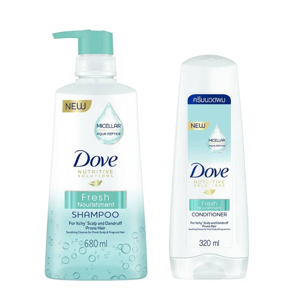 Dove Shampoo Fresh Nourishment Shampoo 680ml/Conditioner 320ml (Exp