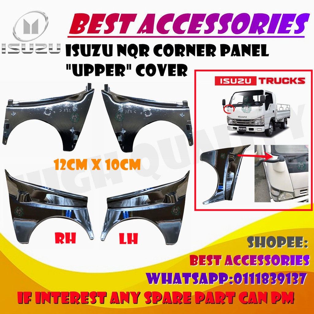 ISUZU NQR CORNER PANEL UPPER CHROME COVER HIGH QUALITY(12CM x 10CM