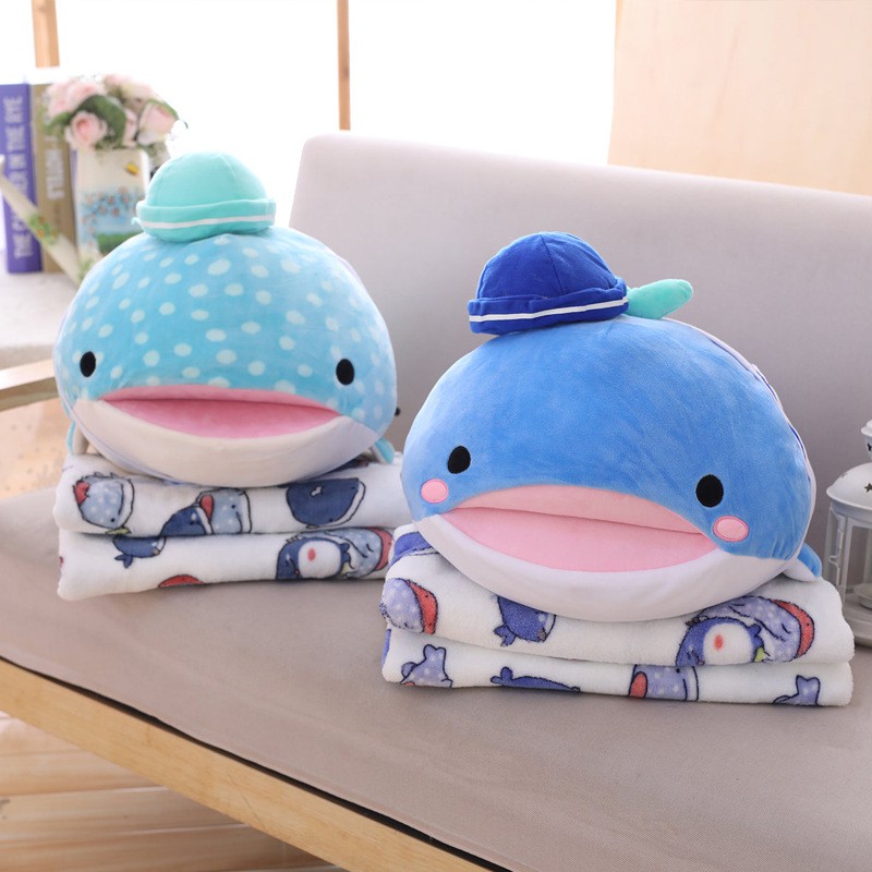whale plush pillow