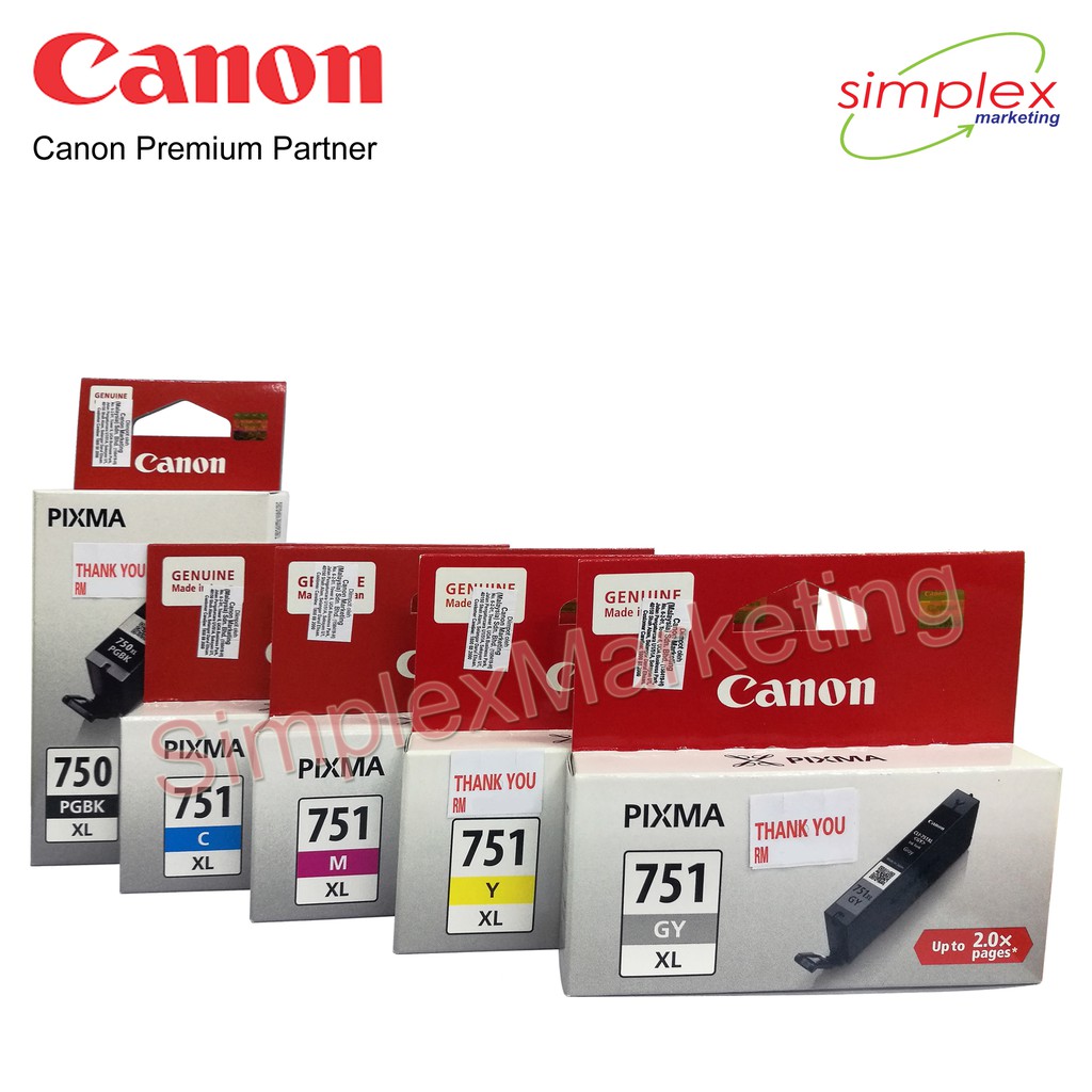 Canon CLI-751 XL Dye Ink Tank (Cyan, Magenta, Yellow, Black or Grey ...