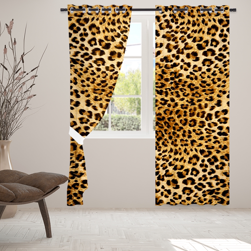 Yellow Leopard Print Blackout Window Curtains Living Room Kitchen Darkening Curtains Bedroom Curtains Shopee Malaysia