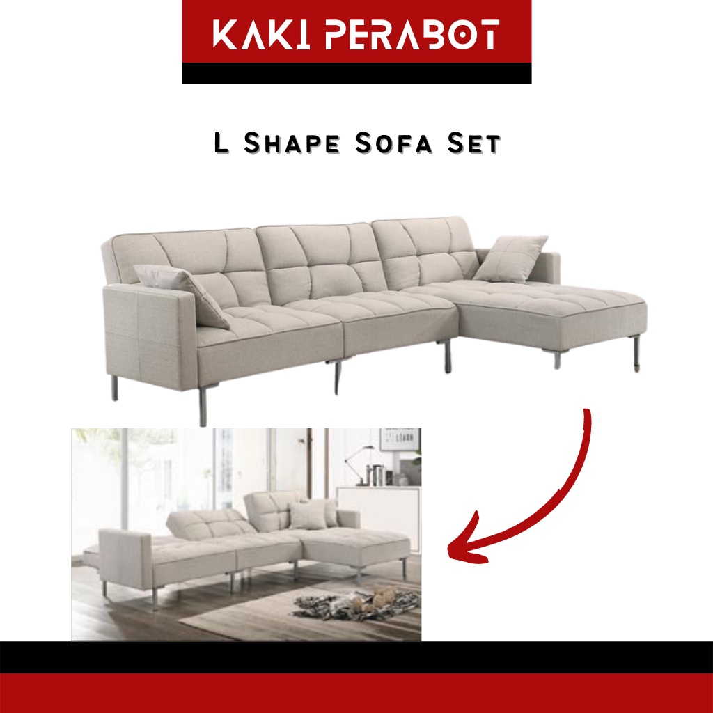 [FREE 2 PILLOW] LIANA L Shape 4 Seater Sofa Bed Sofa 4 Seater Recliner