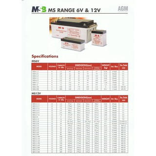 MSB 12V 26AH Rechargeable Sealed Lead Battery (MS12-26ULTRA) | Shopee ...