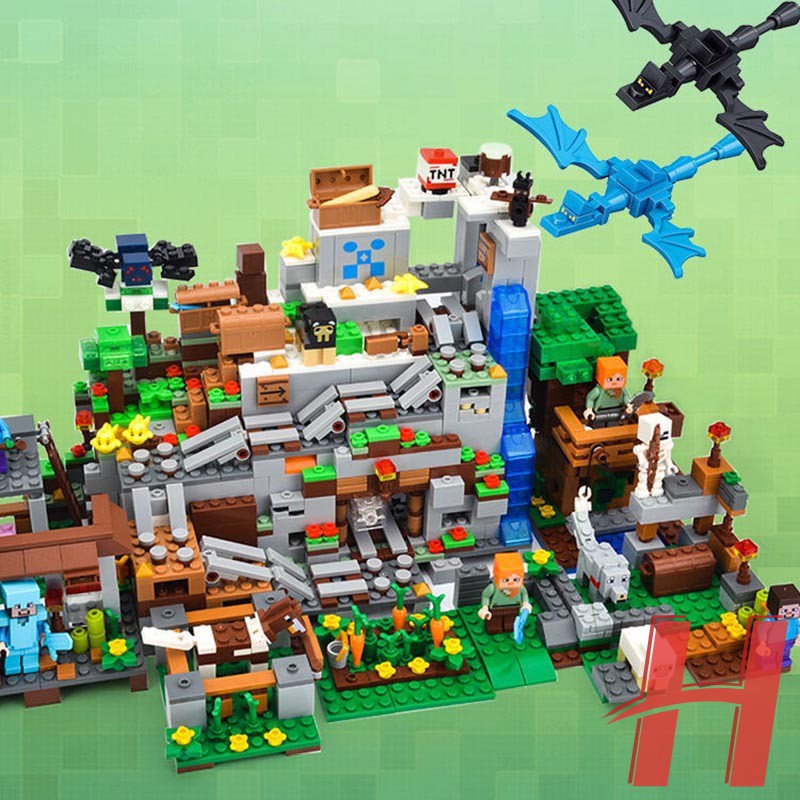 My World Minecraft Legao Bricks Set Mine Farm Mountain Cave Waterfall Village Jungle Tree House Figures City Model Building Blocks Toys Shopee Malaysia
