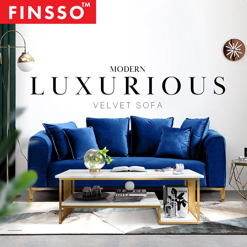 FINSSO: Heyden Velvet Fabric Post Modern Chesterfield Luxury Sofa Set