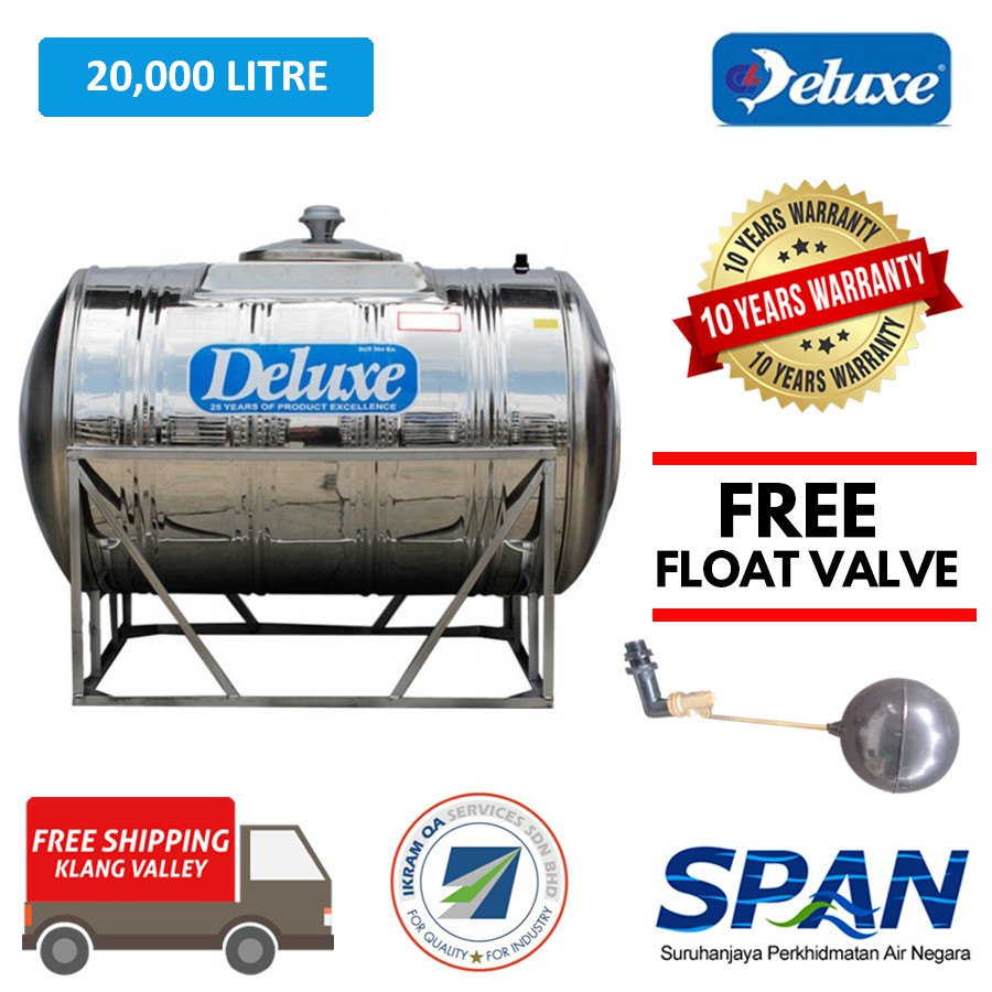 20000 Liter Deluxe Stainless Steel Water Tank (Tangki Air) Horizontal