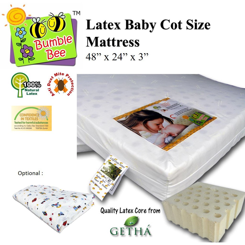 Bumble Bee (Getha) Latex Baby Cot Mattress 24" X 48" X 3"/ 60cm x 120cm