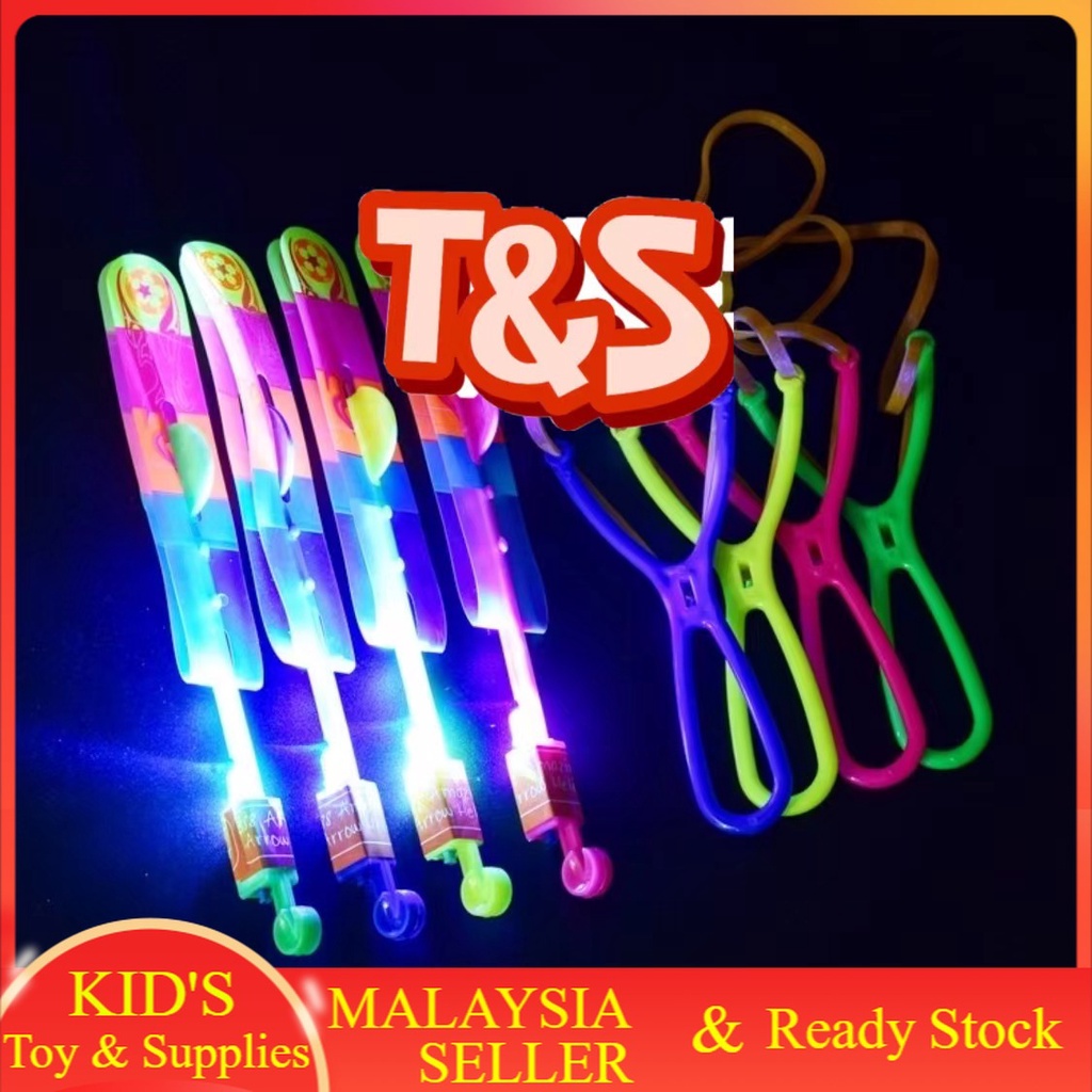 T&S Flying Rotating Rocket Helicopter Flash LED Light Elastic Toy Berserk