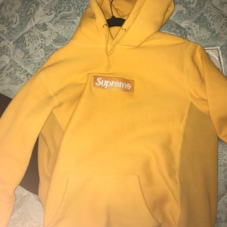 yellow supreme hoodie box logo