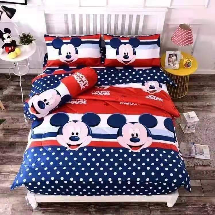 Cartoon Bedsheets Queen Size 5 in 1 Quilt Set Cotton Bedsheets Katil