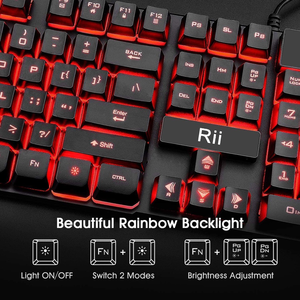 Rii RK100 3 Colors LED Backlit Mechanical Feeling USB Wired Multimedia