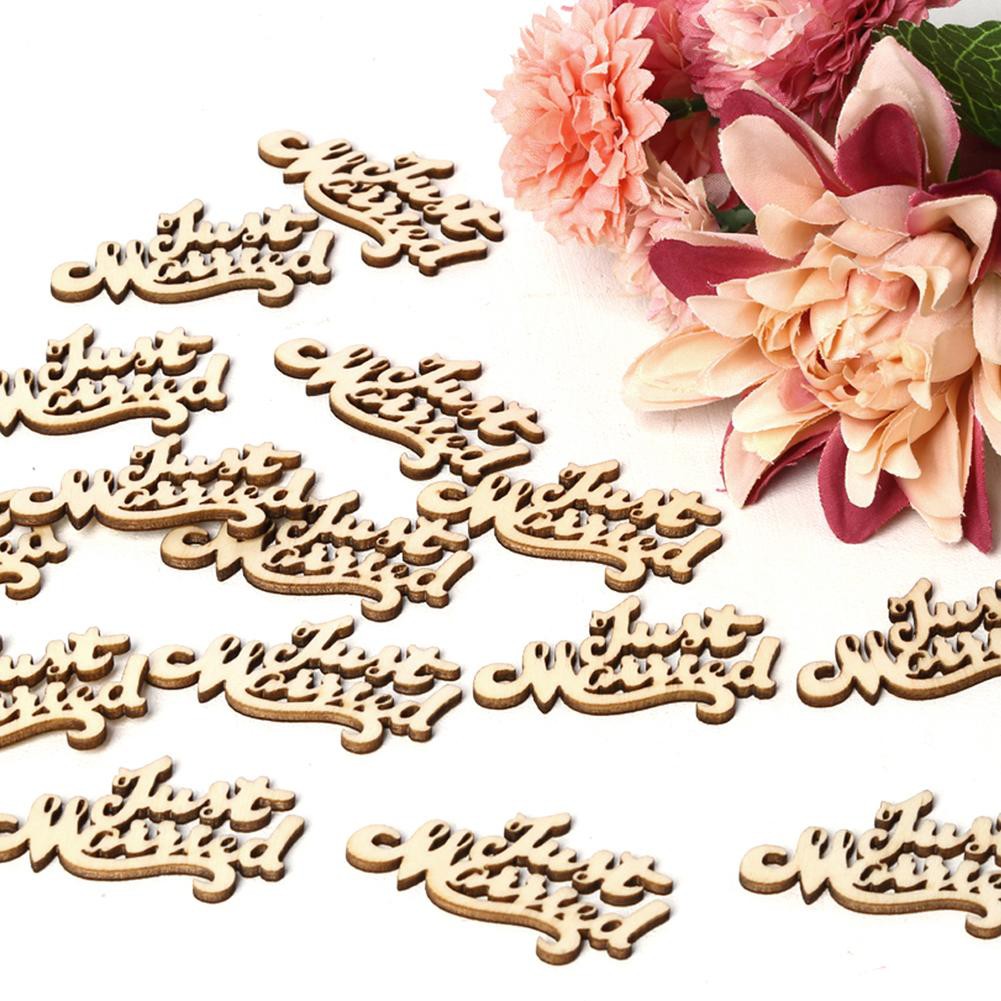 15Pc Wooden Just Married Table Confetti Scatter Vintage Rustic Wedding Decor