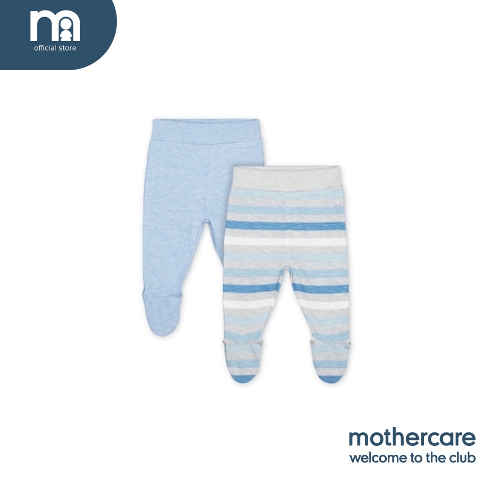 Mothercare Baby Boy Bottom My First Blue And Stripe Leggings With Feet