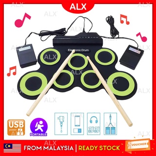 ALX (CLEAR STOCK) Electronic Drum Toy Drum Silicone Drum Portable Drum Foldable Drum Pad Kit Digital Powered by USB