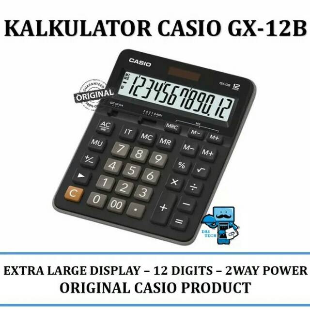 Casio Casio Gx12b Gx-12b Extra Large Oroginal Display Calculator ...