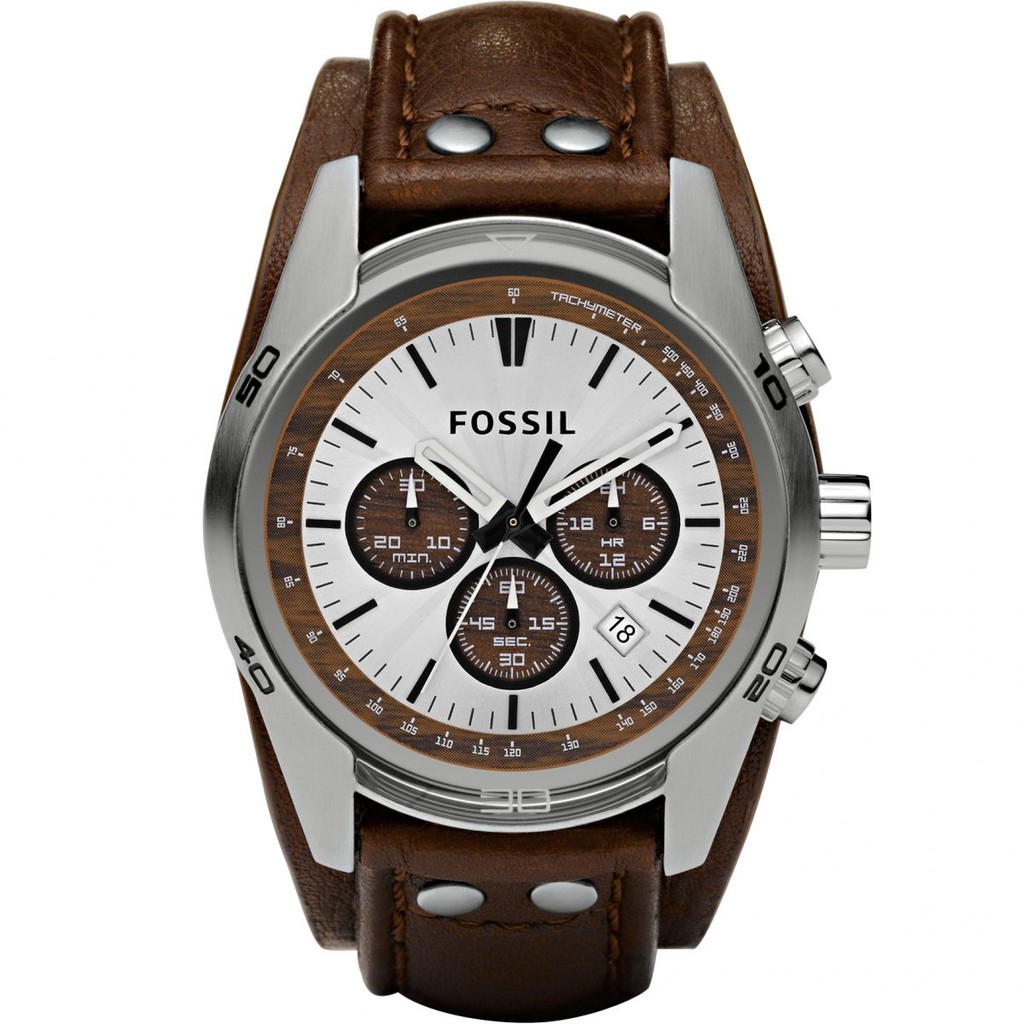 Authentic Original Fossil Men's Coachmen Chronograph Cuff Leather Watch