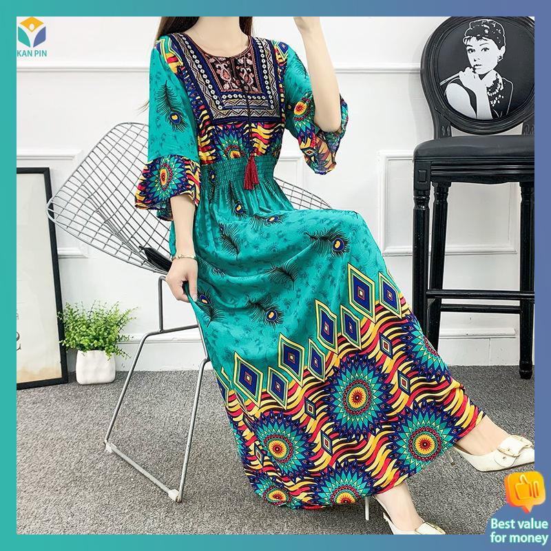 indian dress sari indian dress Fesyen Round Neck Retro Style Retro Style Short -Sleeved Buatan Sulaman Buatan Sulaman Panjang