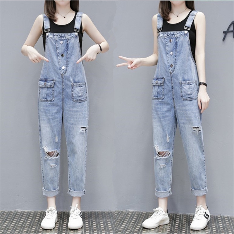 women's denim capri overalls