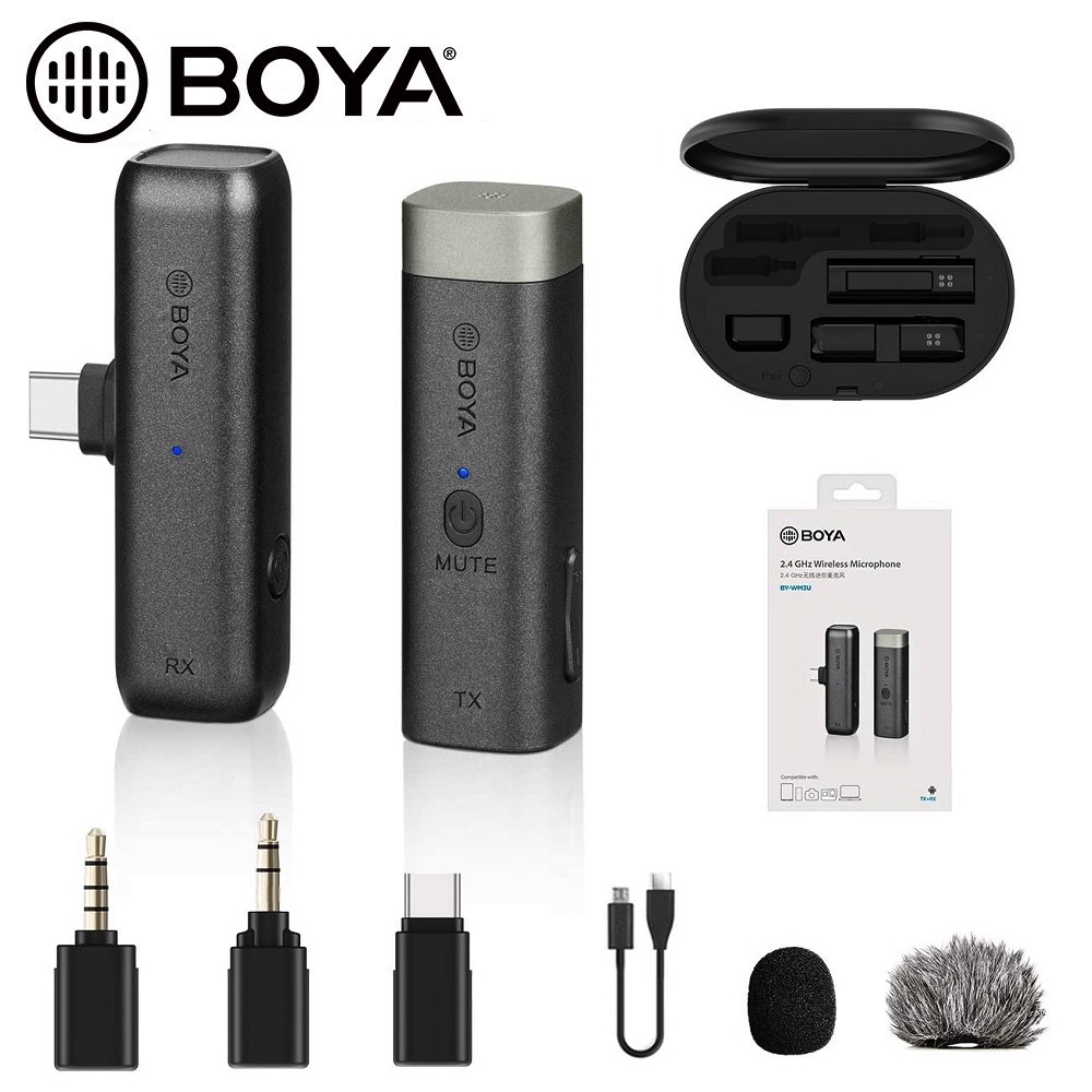 BOYA BY-WM3/WM3U/WM3D 2.4GHz Wireless Microphone Vlog Mic Audio Sound Recorder for Phone Tablet Tab Pad Camera Computer