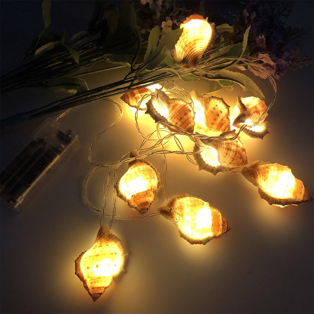 Bandanmall Led Decorative Lights Ocean Conch Light String Photo Props Party Decoration