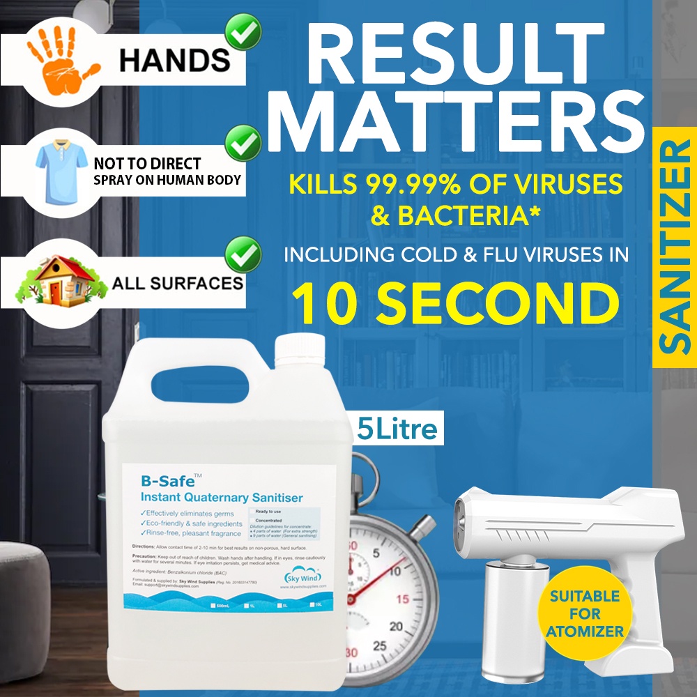 BSafe Instant Quaternary Disinfectant Hard Surface Sanitizer Cleaner