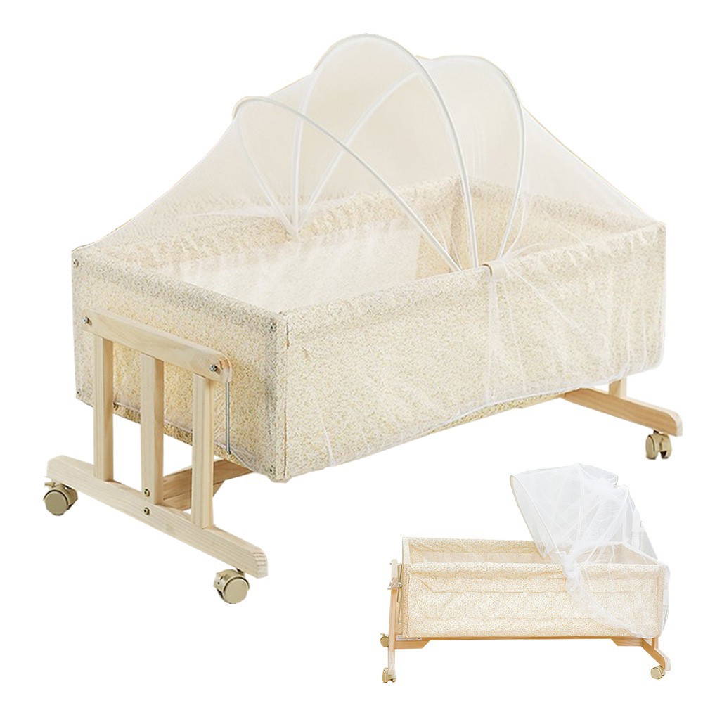 Mb Baby Cradle Rocking Crib Wooden Newborn Bassinet Bed Shopee