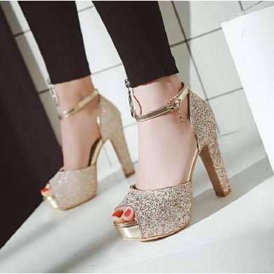 Buy High Heel Glitter Kasut Tumit Tinggi Wedding Shoes Kasut Kawin Kasut Nikah Casual Sandal Seetracker Malaysia