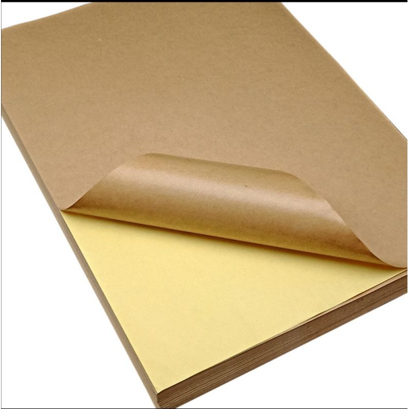 A4 size Kraft Sticker 100pcs Brown Label Sheet Paper with Self Adhesive