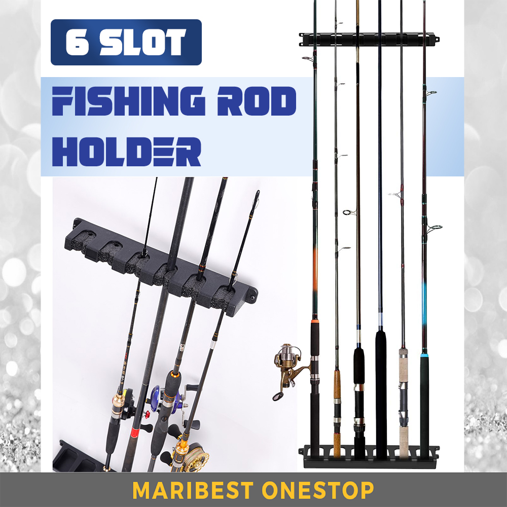 6 SLOT FISHING ROD HANGER FISHING POLE HOLDER WALL MOUNTED MODULAR EASY
