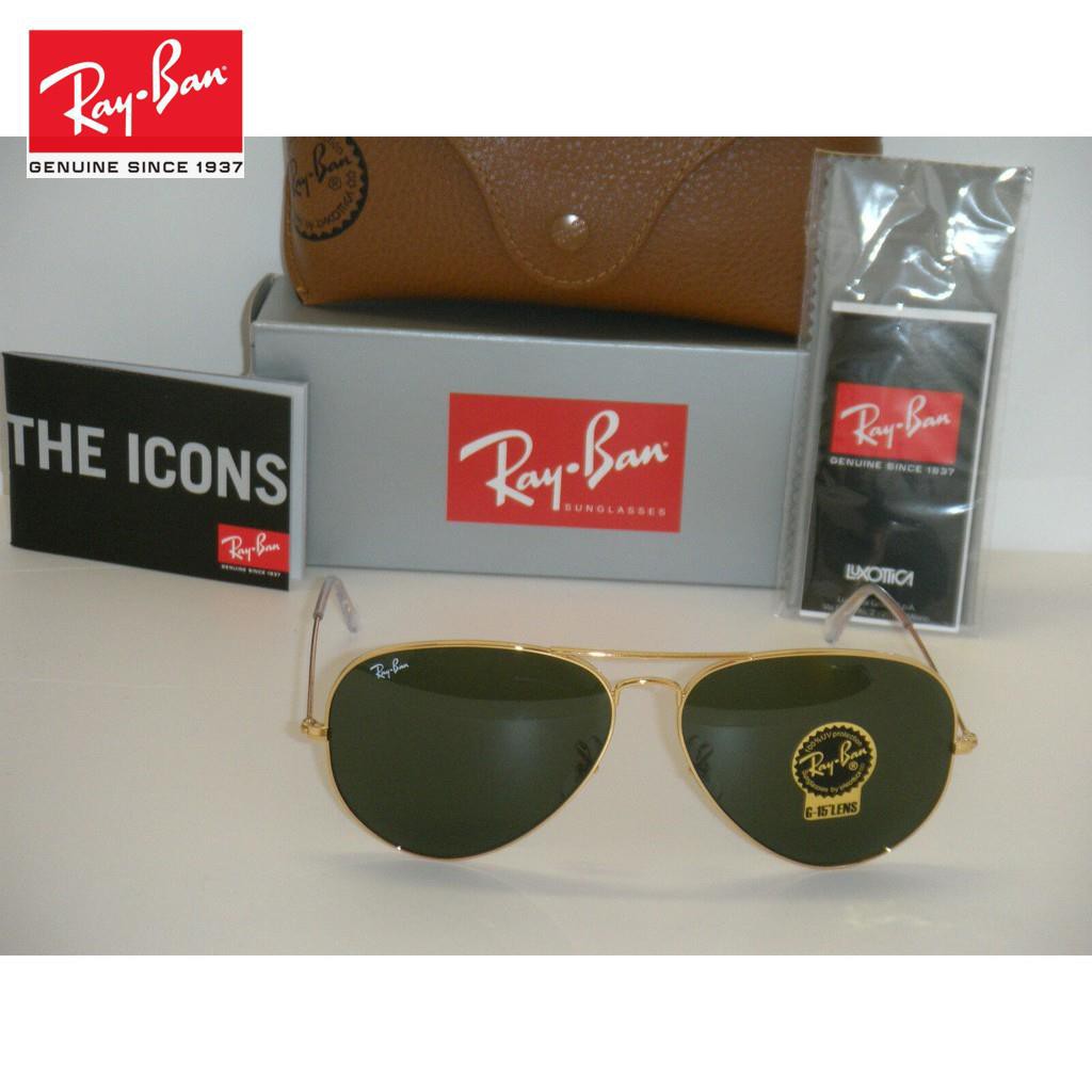 Honkang Original Rayban Sunglasses 3025 Rb3025 Aviator Gold Frame Green G 15 Xlt Rb 3025 001 62mm Large Shopee Malaysia