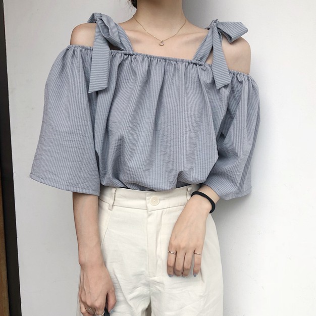 Korean Style Off Shoulder Blouse Top 18 Shopee Malaysia