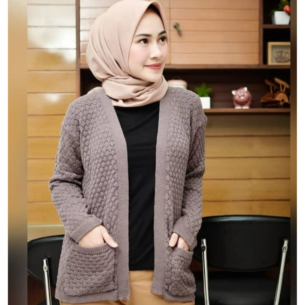 cardigan popcorn shopee