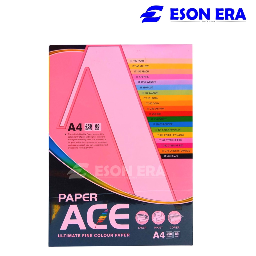 Ace A4 Colour Paper 80gsm 450 Sheets Kertas Warna Shopee Malaysia