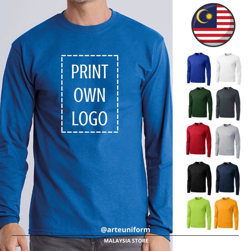 Cetak Baju Custom Design Sendiri Print Long Sleeve T Shirt Baju Lengan Panjang For Uniform Family Tee Couple Tee Shopee Malaysia