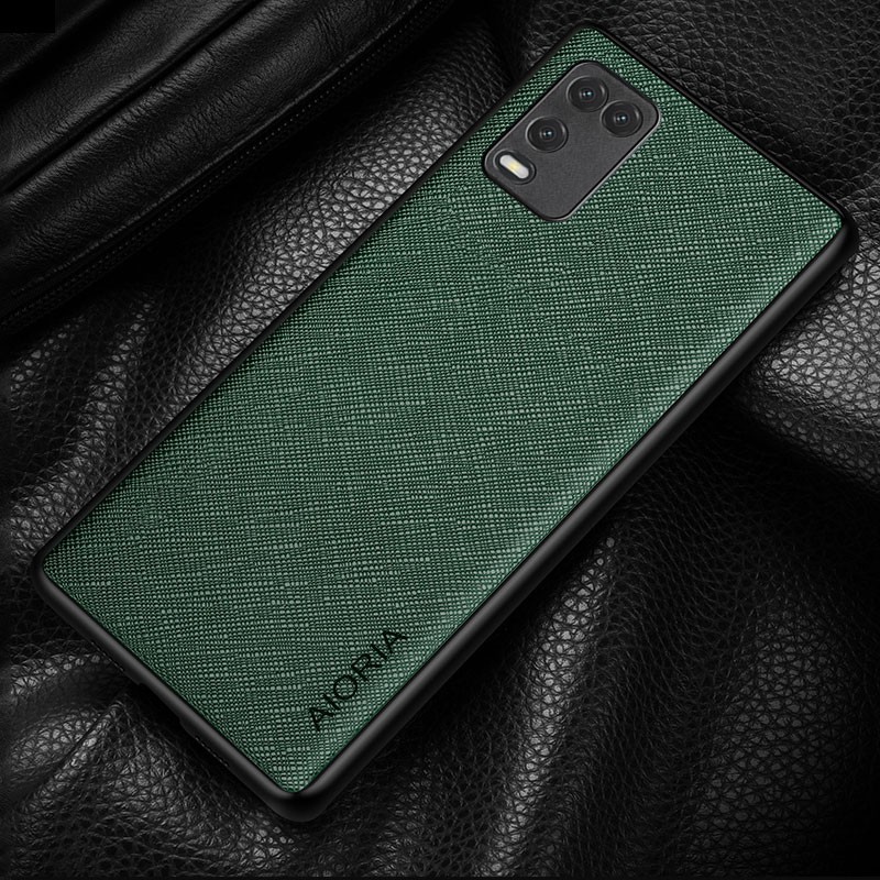 SKINMELEON Casing Oppo A54 Casing Phone Case Cover Cross Pattern PU Leather TPU Camera Protection Cover Phone Case